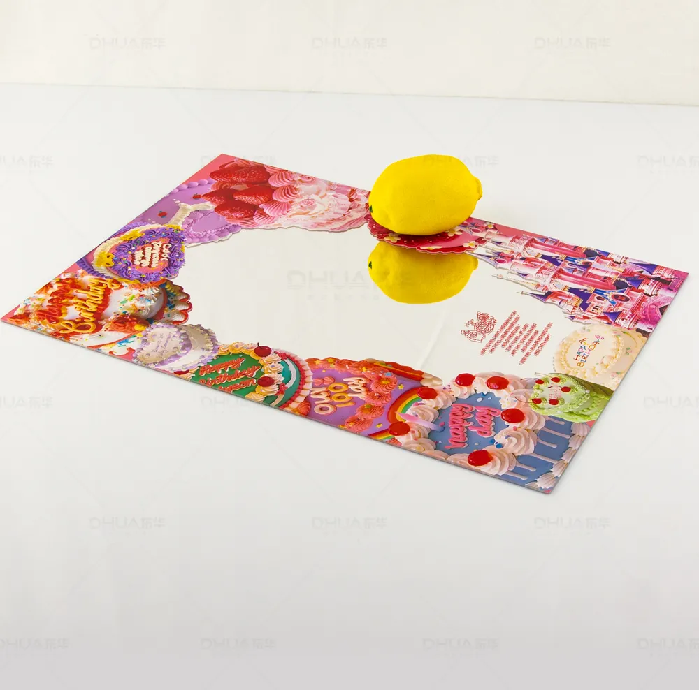Printing greeting cards on mirror surfaces