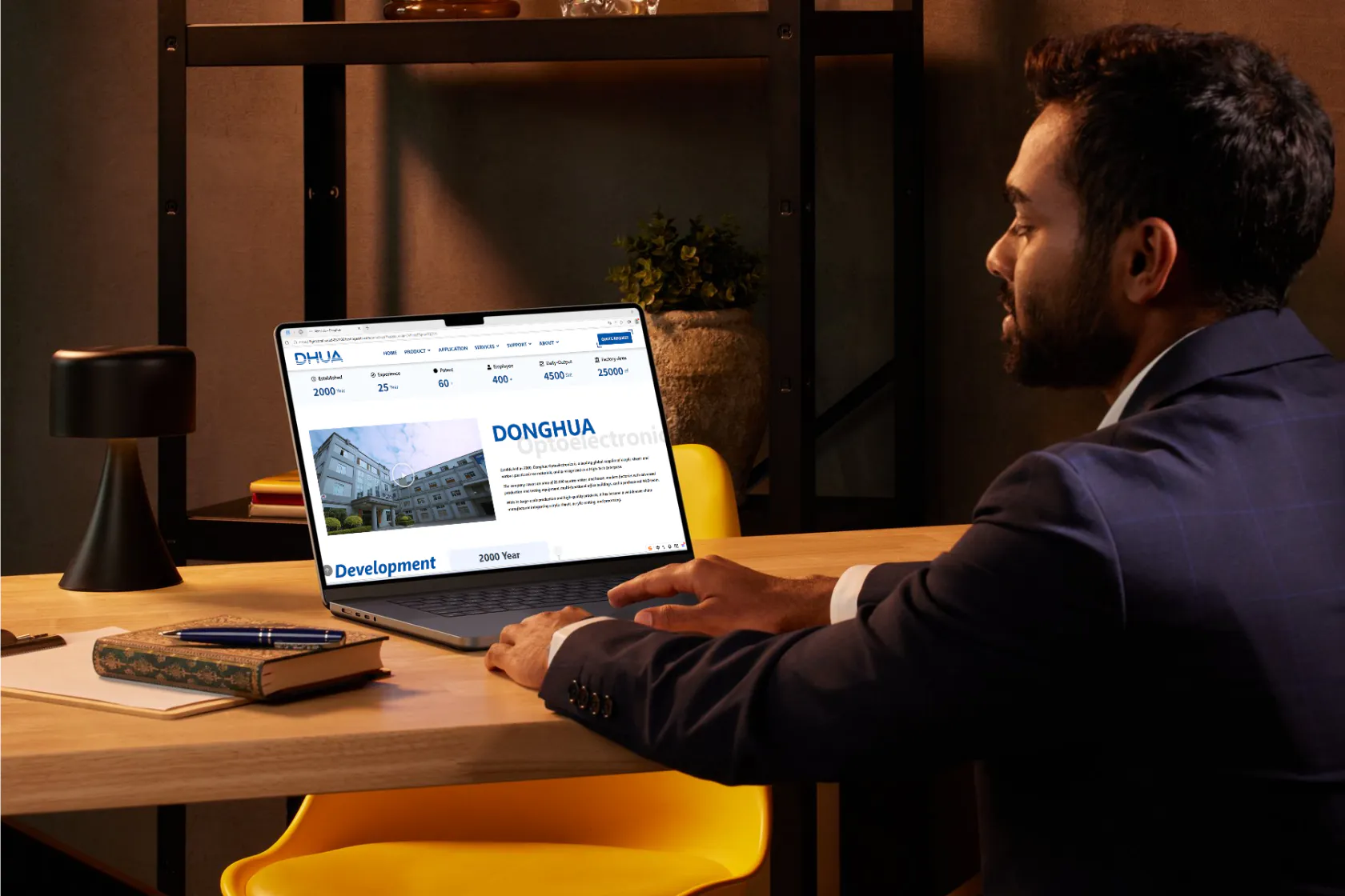 A man is browsing a website