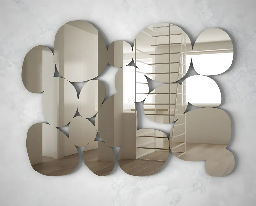 Wall stickers mirror composed of many irregular circles