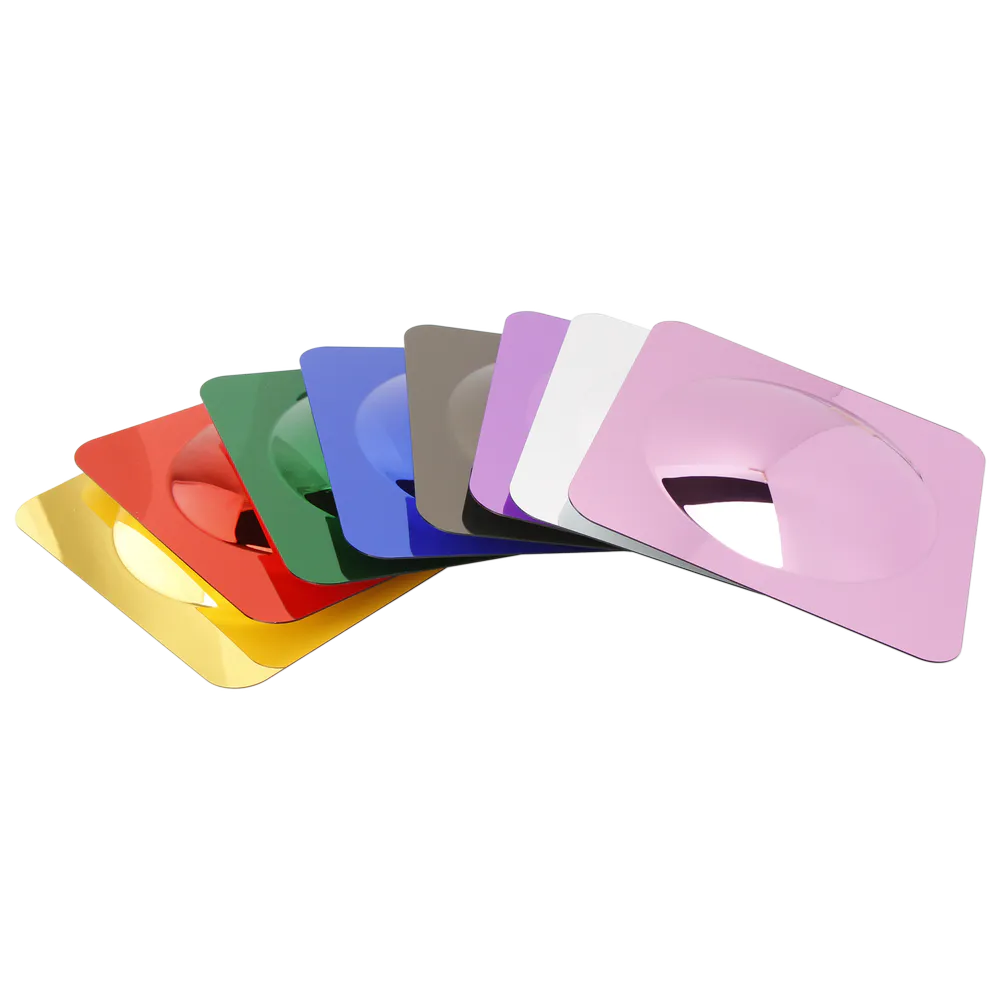 Bubble mirrors of various colors are arranged horizontally spread out product image