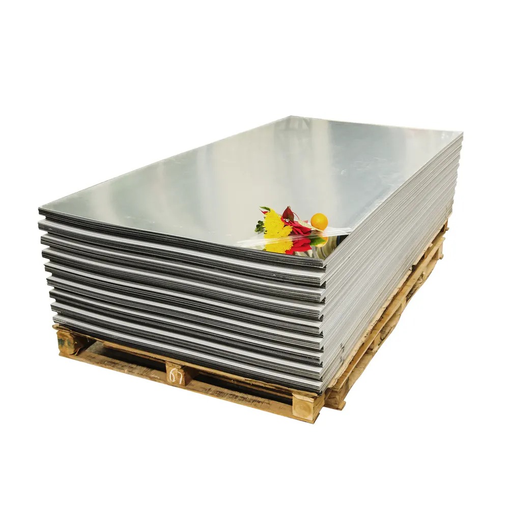 Large acrylic mirror sheets on wooden pallets