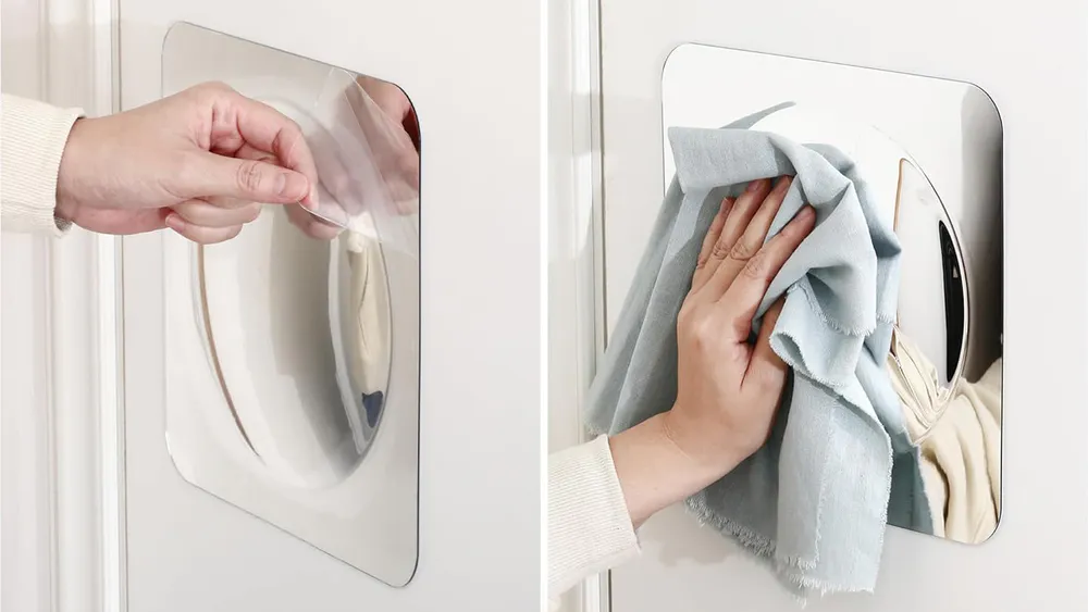 Tear off the protective film on the bubble mirror and wipe the bubble mirror