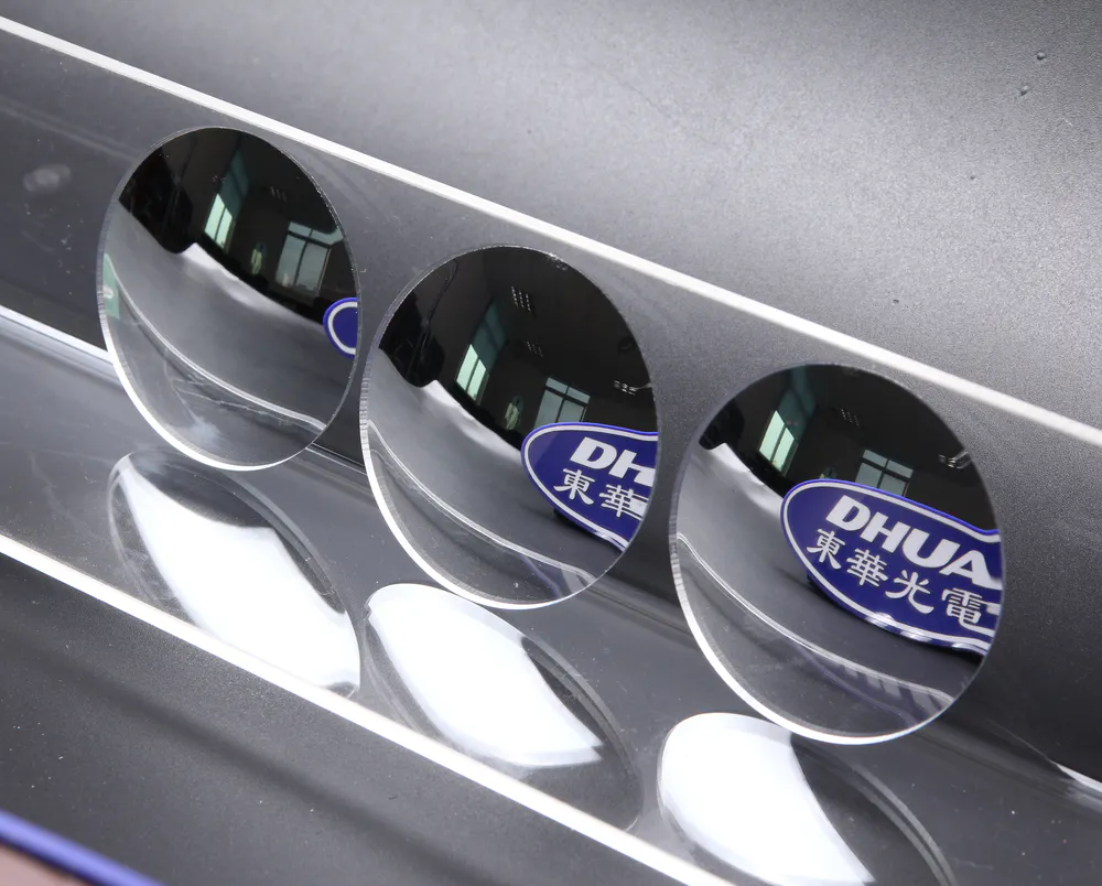 Three circular convex mirrors made of PMMA