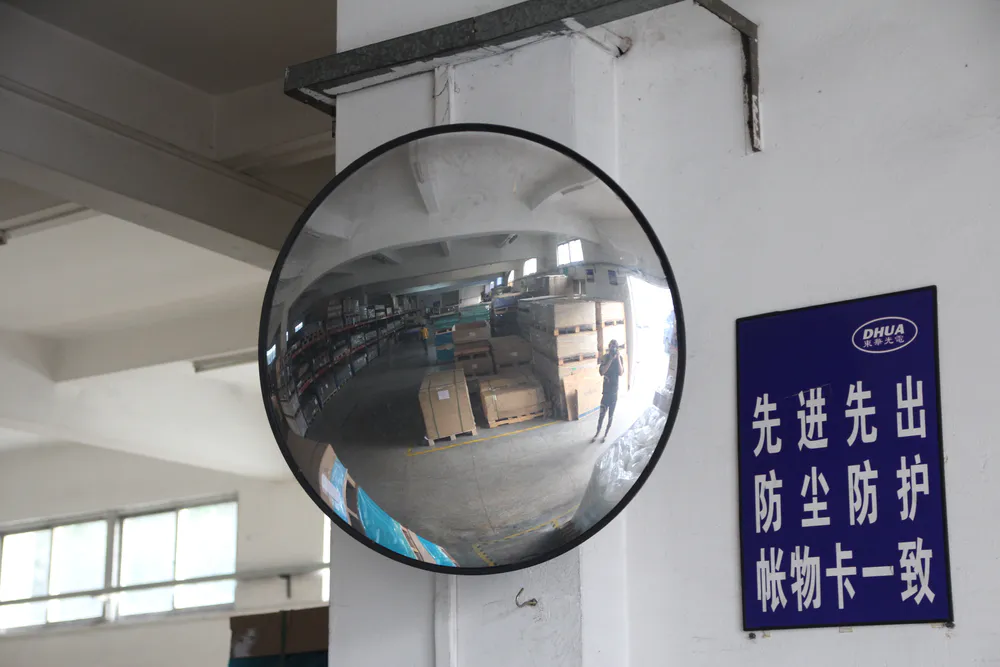 Traffic mirrors in factory warehouses
