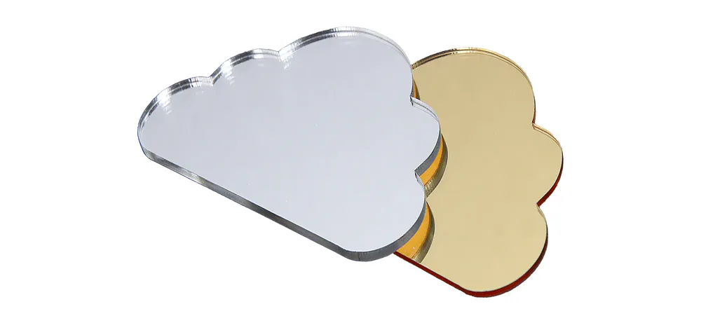 Two cloud-shaped mirrors of different colors