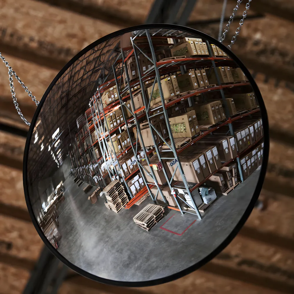 Convex mirror in the factory warehouse