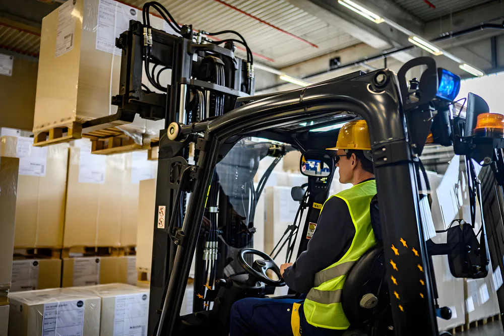 Convex mirror on the forklift