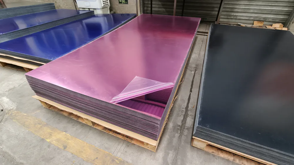 Purple large acrylic mirror sheet ready for shipment