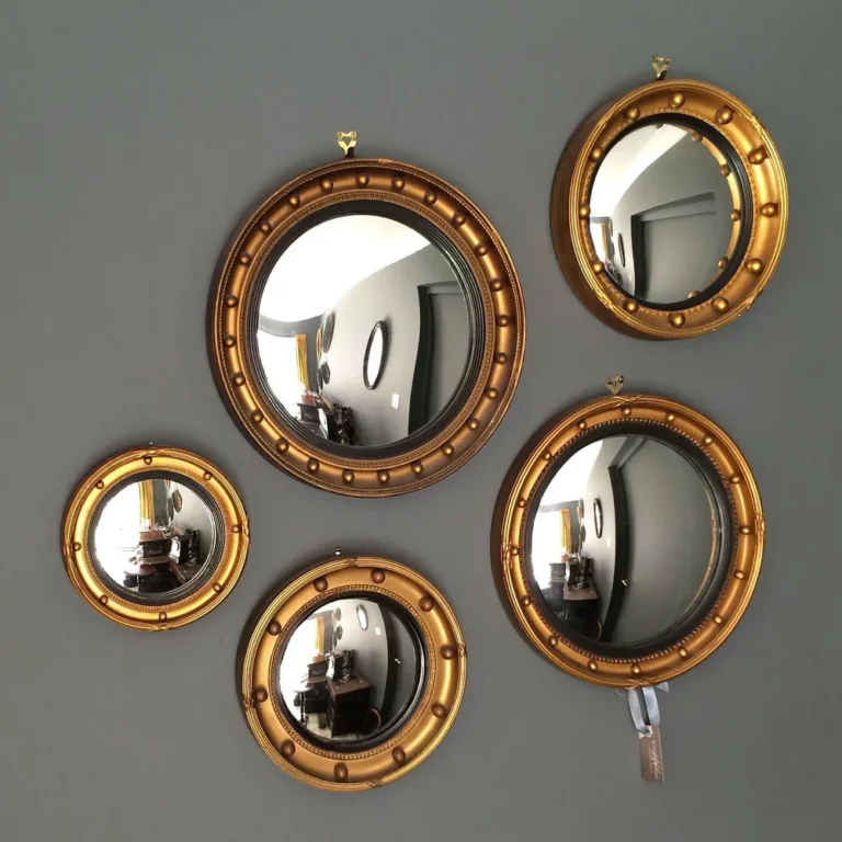 The concave mirror ornament hanging on the wall