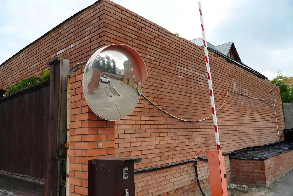 The convex mirror hanging on rural houses