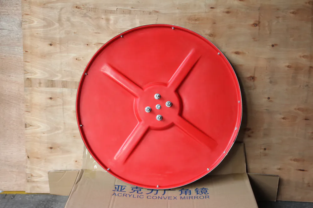 Traffic convex mirror with a fiberglass back panel