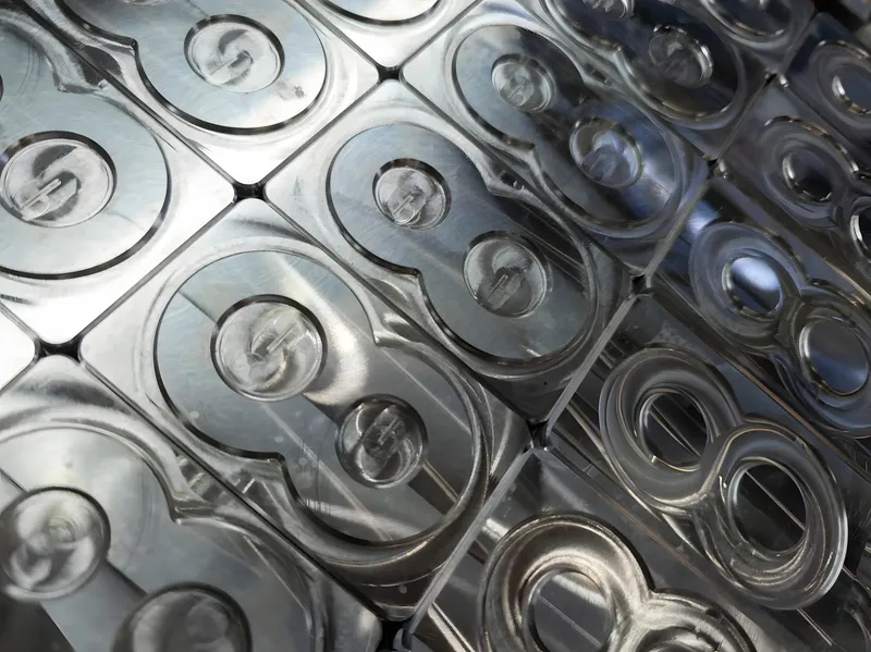 Acrylic mirror after holes have been made