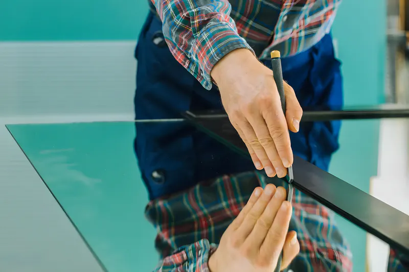 Manually scribe and break the mirror