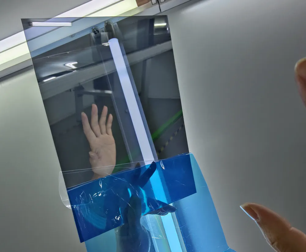 Samples of the acrylic two-way mirrors we manufacture