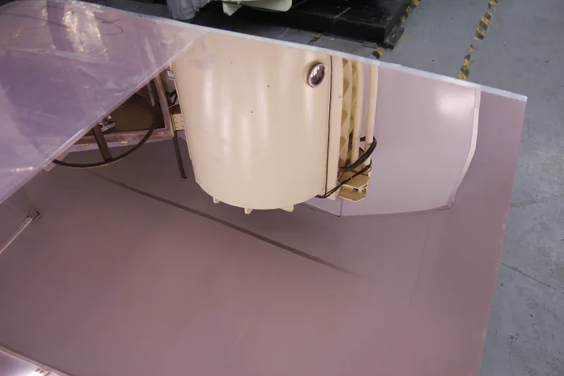 Close-up of rose gold-colored mirror panel material