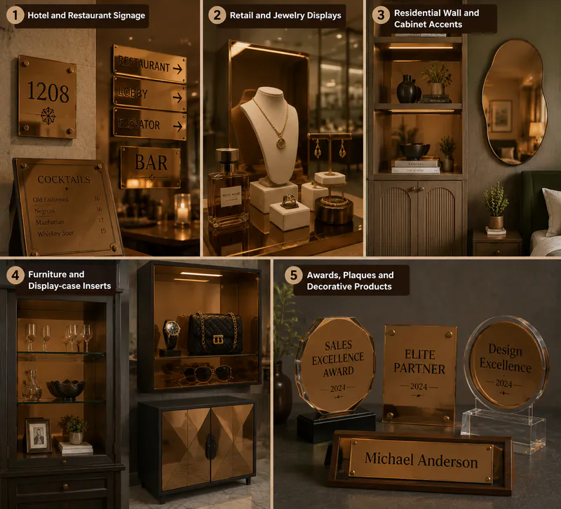 Example image of application scenarios for bronze acrylic mirrors