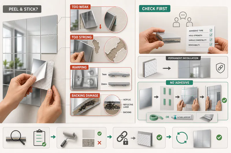 Example images of frequently asked questions about acrylic mirror tiles
