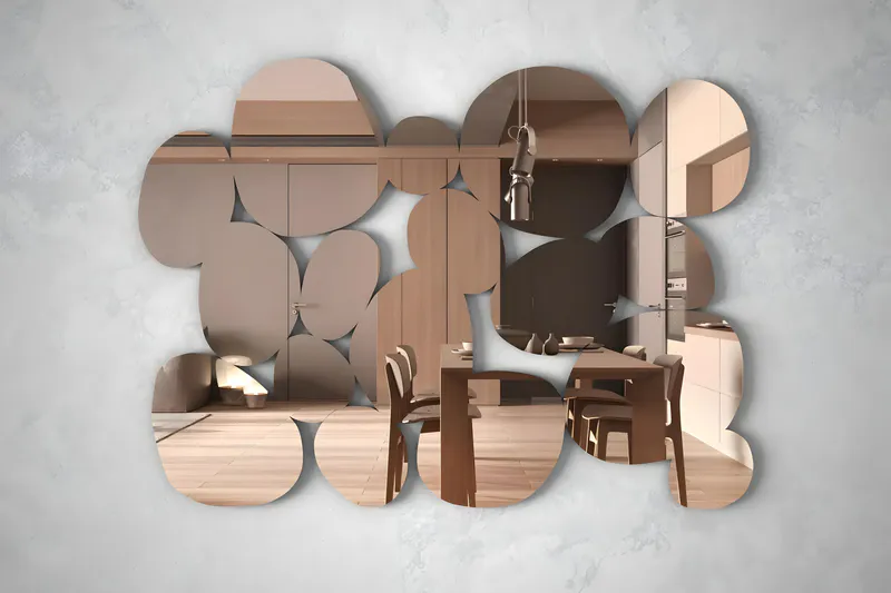 Irregular connected circular wall mirror combination design
