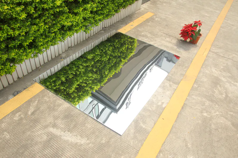 Large acrylic mirror laid on the floor (relatively flat)