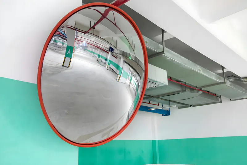 Convex mirror for indoor parking lots